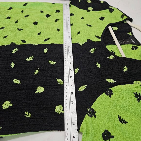 Ali Miles Tunic Top Large Green Floral Embroidered Long Sleeve Colorblock - Picture 10 of 11